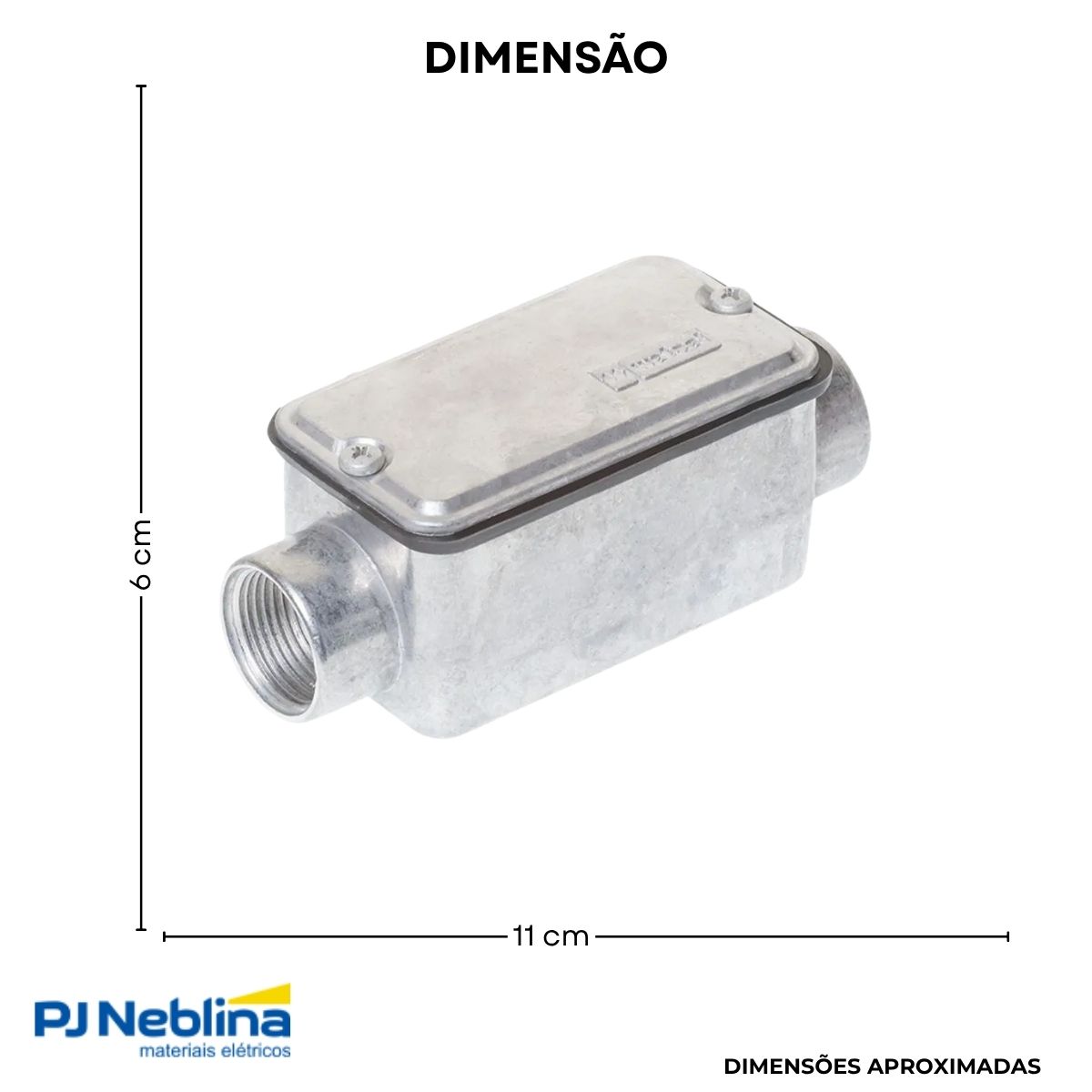 Condulete Alumínio Fixo Tipo C 1/2 C/Rosca Bsp C/Pintura Cinza C/Tampa C/Vedação Tgvp (Ip54) - Wetzel