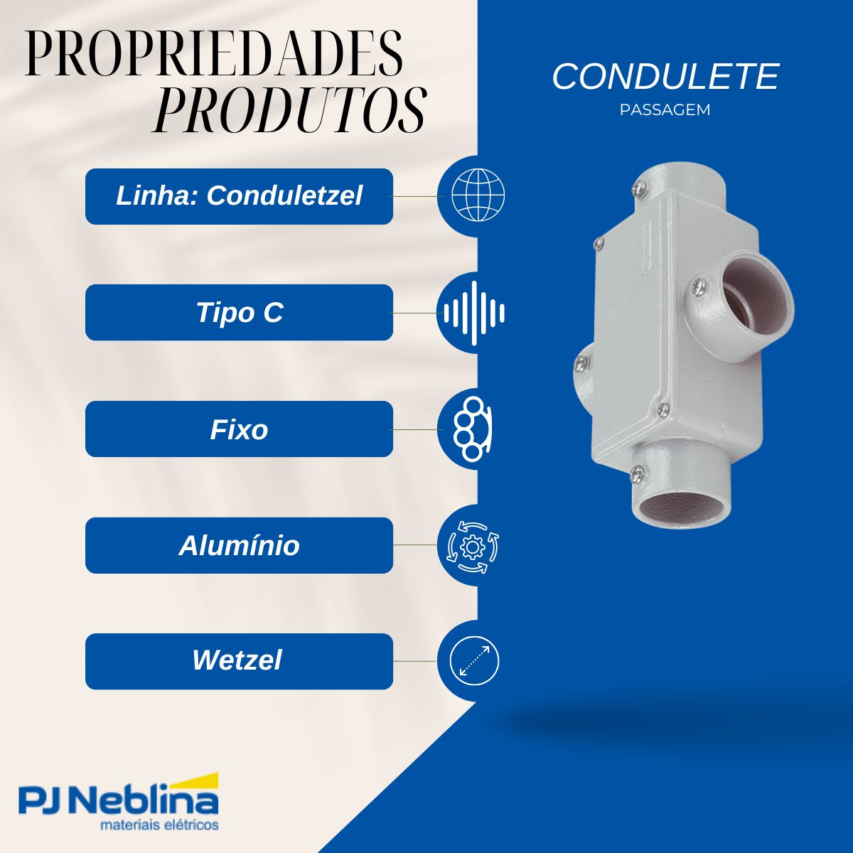 Condulete Alumínio Fixo Tipo C 1/2 S/Rosca C/Pintura Cinza C/Tampa S/Vedação - Wetzel