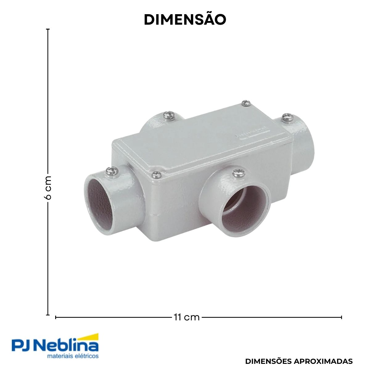 Condulete Alumínio Fixo Tipo C 1/2 S/Rosca C/Pintura Cinza C/Tampa S/Vedação - Wetzel