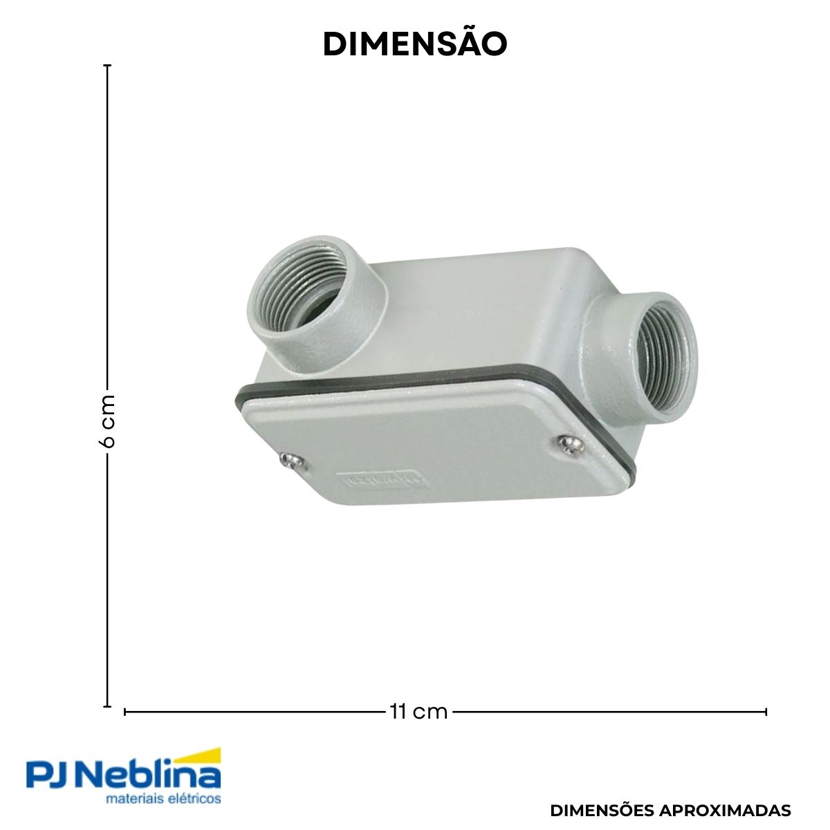 Condulete Alumínio Fixo Tipo E 1/2 C/Rosca Bsp C/Pintura Cinza C/Tampa C/Vedação Tgvp (Ip54) - Wetzel