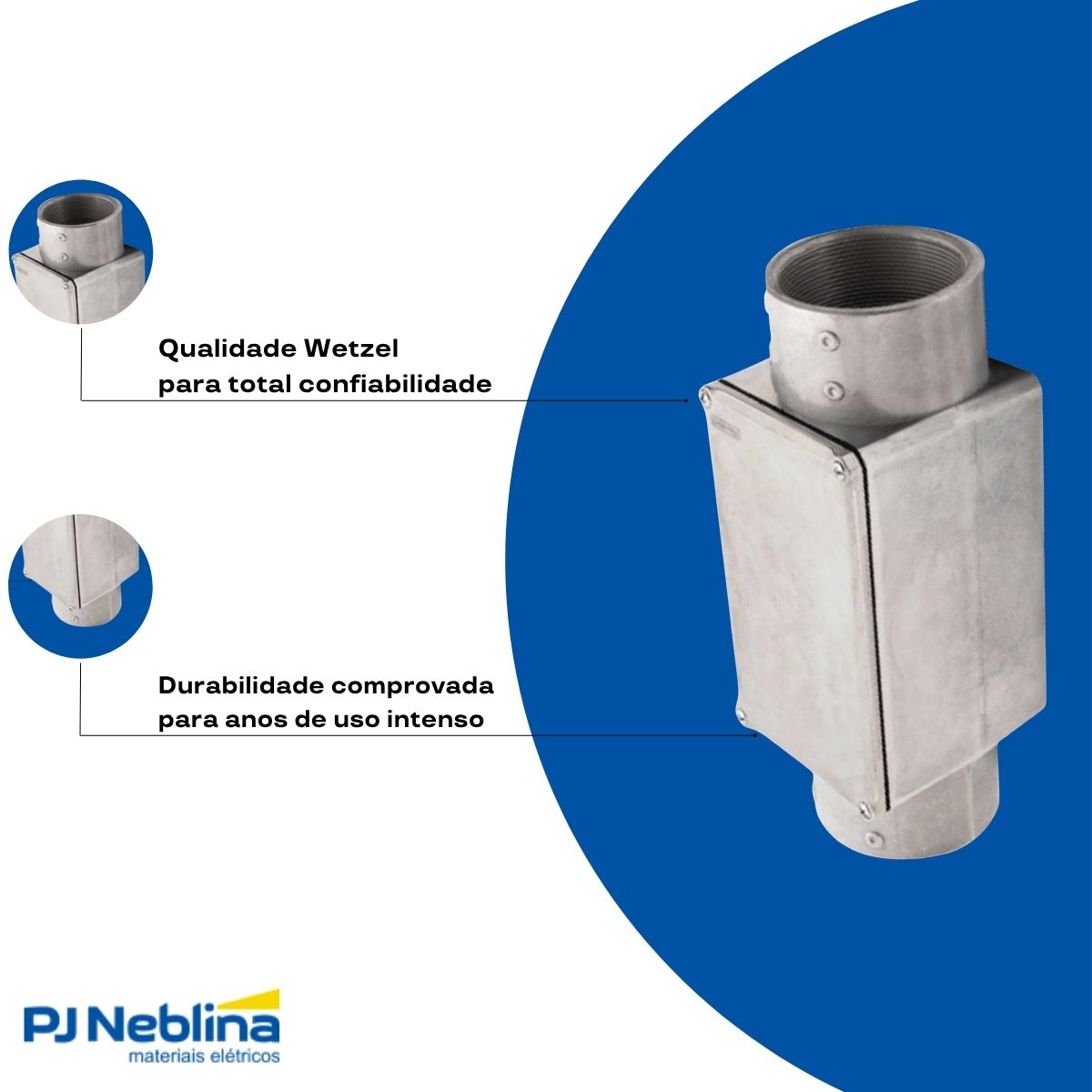 Condulete Alumínio Fixo Tipo E 2.1/2 C/Rosca Bsp C/Pintura Cz C/Tampa C/Vedação Tgvp (Ip54) - Wetzel
