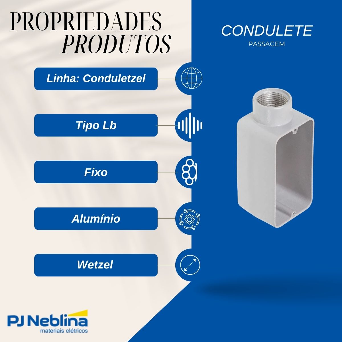 Condulete Alumínio Fixo Tipo Lb 1/2 C/Rosca Bsp C/Pintura Cz S/Tampa S/Vedação - Wetzel