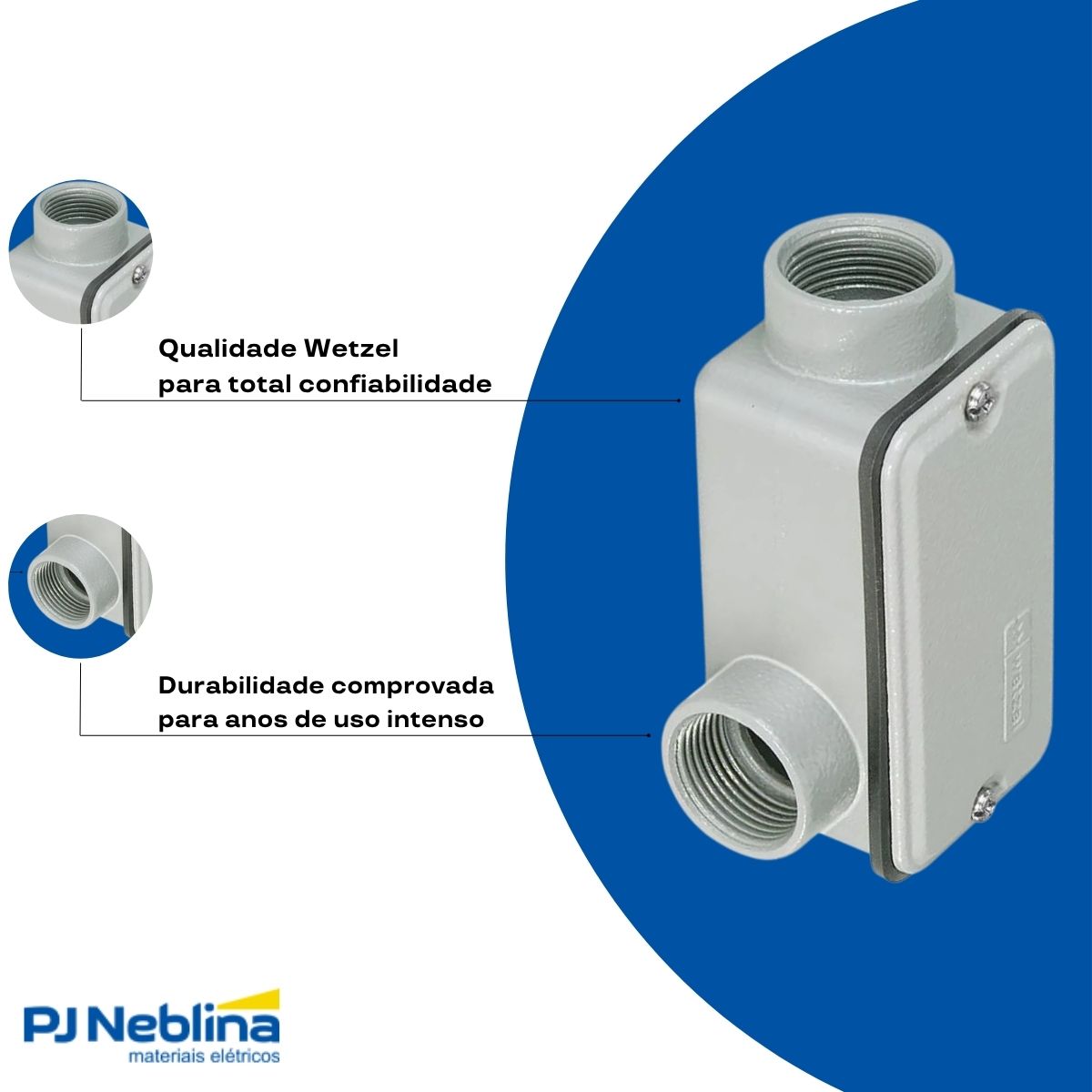 Condulete Alumínio Fixo Tipo Lb 3/4 C/Rosca Bsp C/Pintura Cz C/Tampa C/Vedação Tgvp (Ip54) - Wetzel