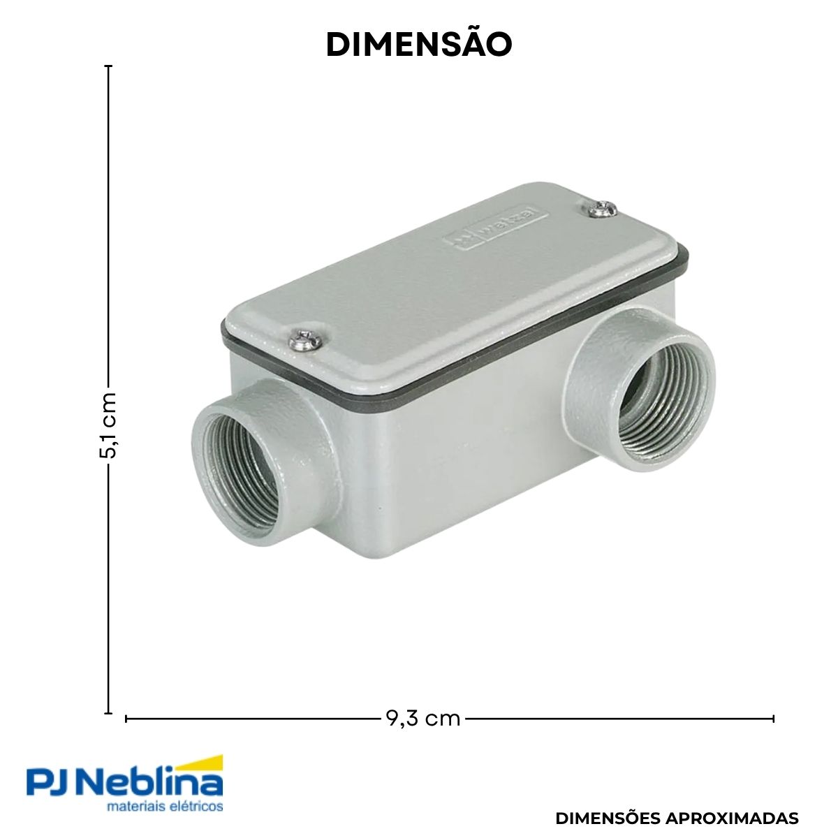 Condulete Alumínio Fixo Tipo Lb 3/4 C/Rosca Bsp C/Pintura Cz C/Tampa C/Vedação Tgvp (Ip54) - Wetzel