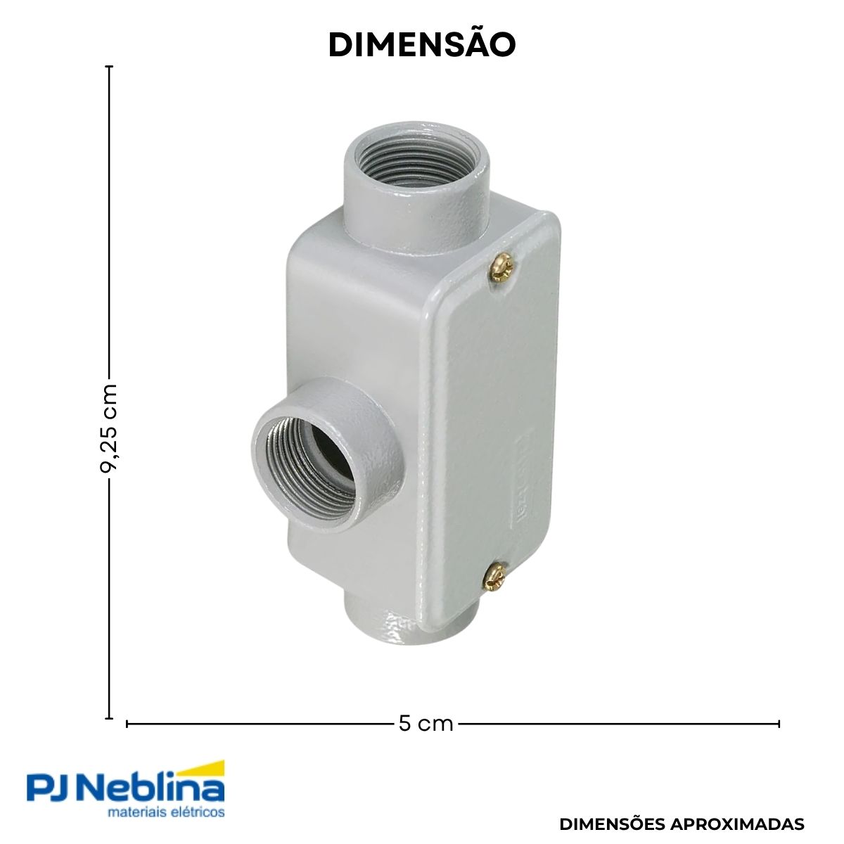 Condulete Alumínio Fixo Tipo T 1.1/2 C/Rosca Bsp C/Pintura Cz C/Tampa C/Vedação Tgvp (Ip54) - Wetzel