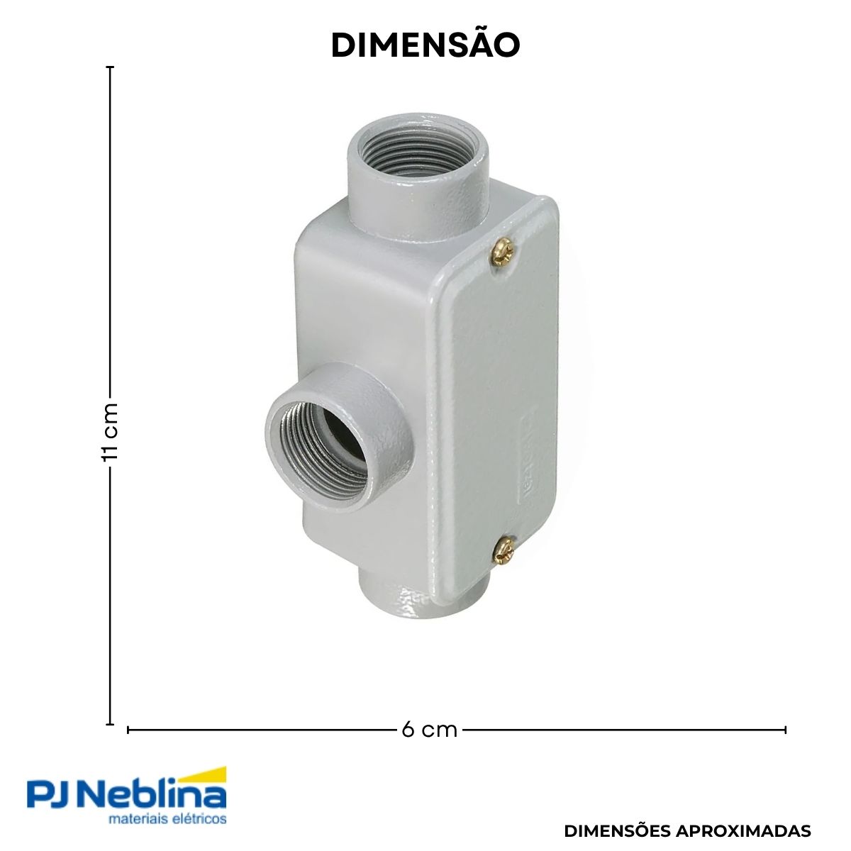 Condulete Alumínio Fixo Tipo T 2.1/2 C/Rosca Bsp C/Pintura Cz C/Tampa C/Vedação Tgvp (Ip54) - Wetzel
