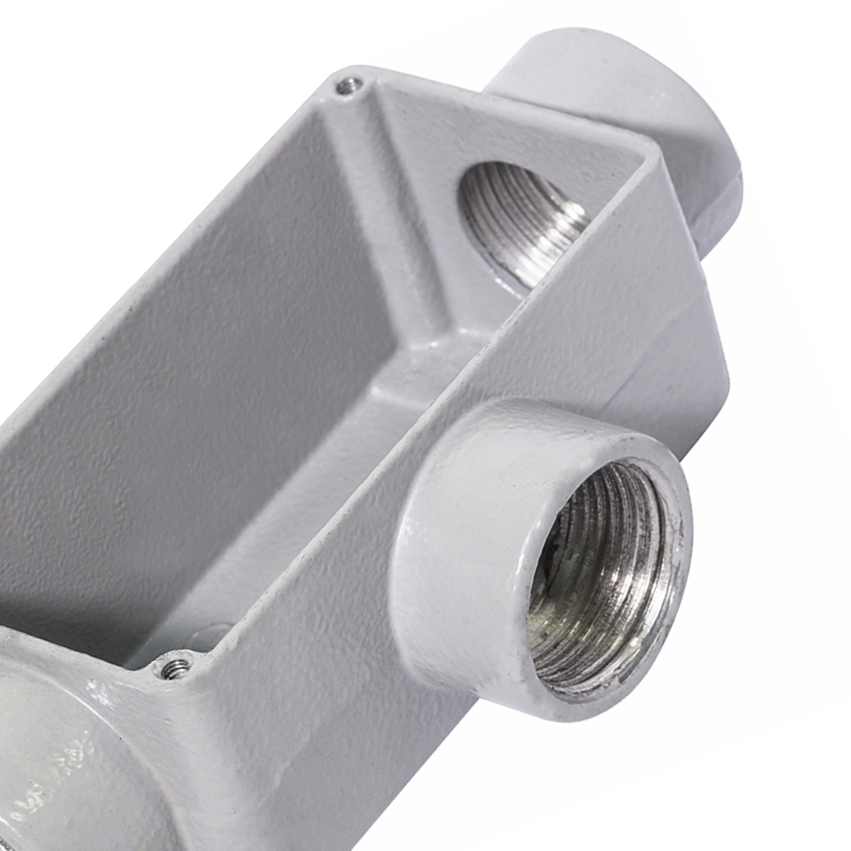 Condulete Alumínio Fixo Tipo T 3/4 Com Rosca Bsp Com Pintura Cinza Sem Tampa Sem Vedação - Wetzel