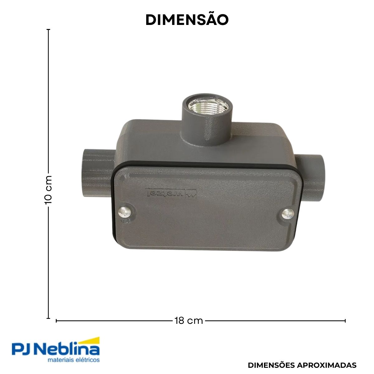Condulete Alumínio Fixo Tipo T 3/4 C/Rosca Bsp C/Pintura Cz C/Tampa C/Vedação Tgvp (Ip54) - Wetzel