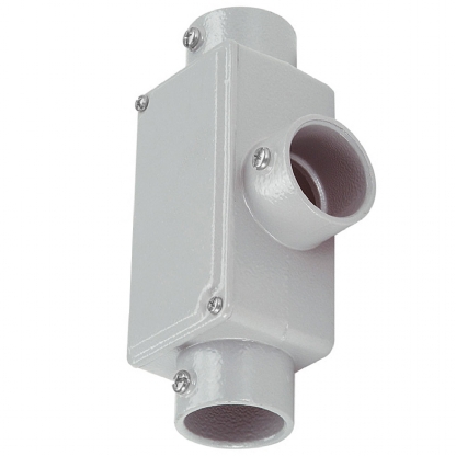 Condulete Alumínio Fixo Tipo T 1 Polegada Sem Rosca Com Pintura Cinza Com Tampa Sem Vedação - Wetzel