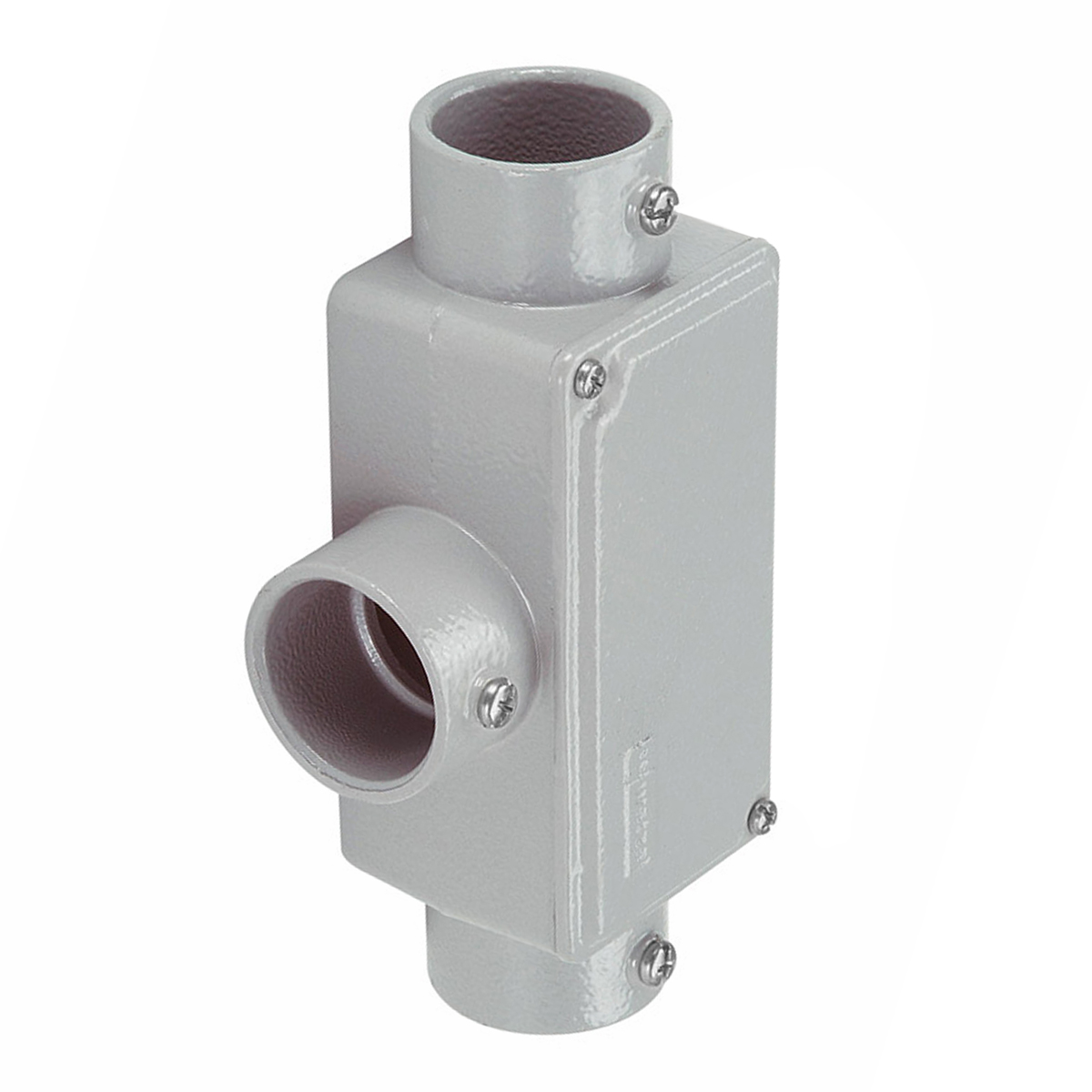 Condulete Alumínio Fixo Tipo T 1.1/2 Sem Rosca Com Pintura Cinza Com Tampa Sem Vedação - Wetzel