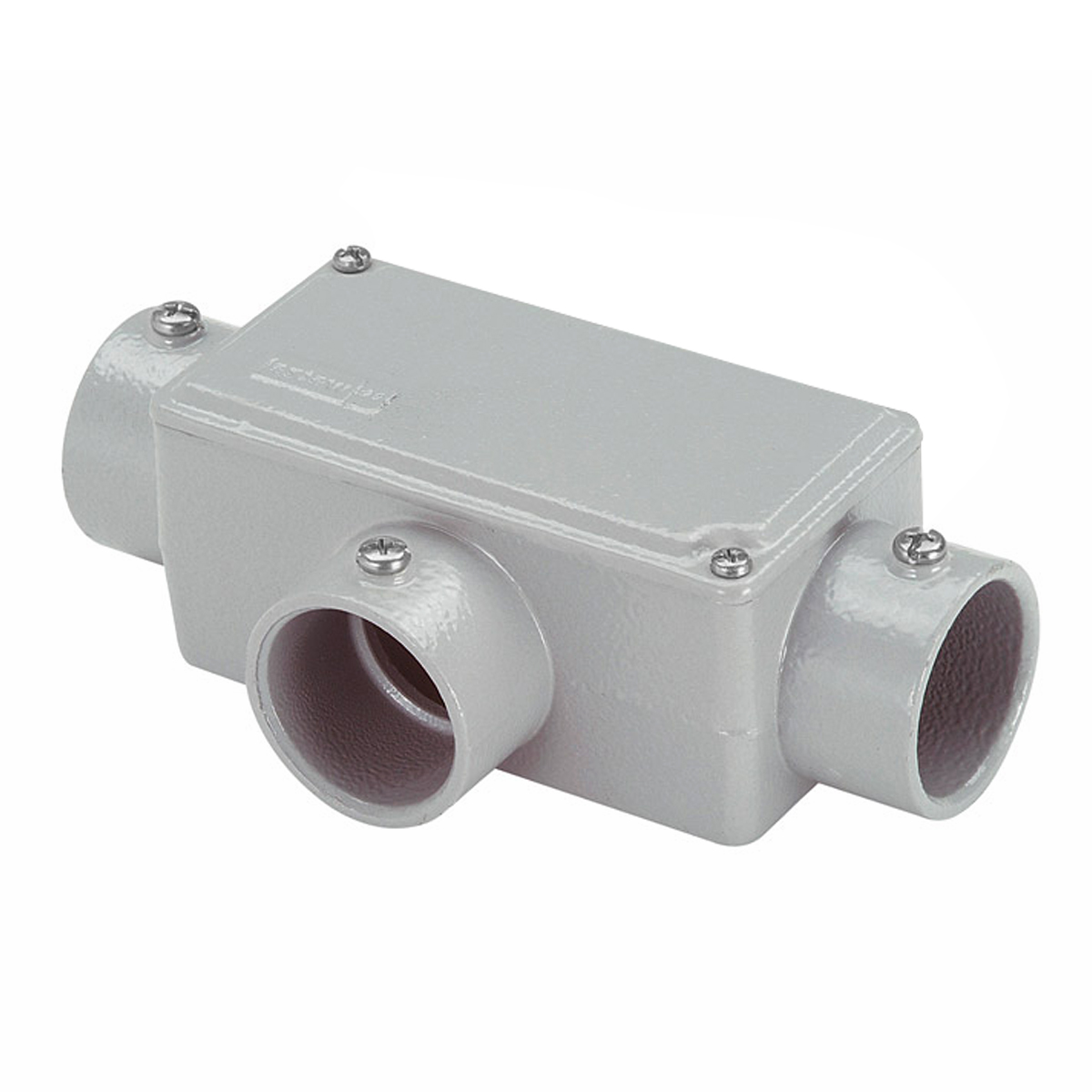 Condulete Alumínio Fixo Tipo T 2 Polegada Sem Rosca Com Pintura Cinza Com Tampa Sem Vedação - Wetzel