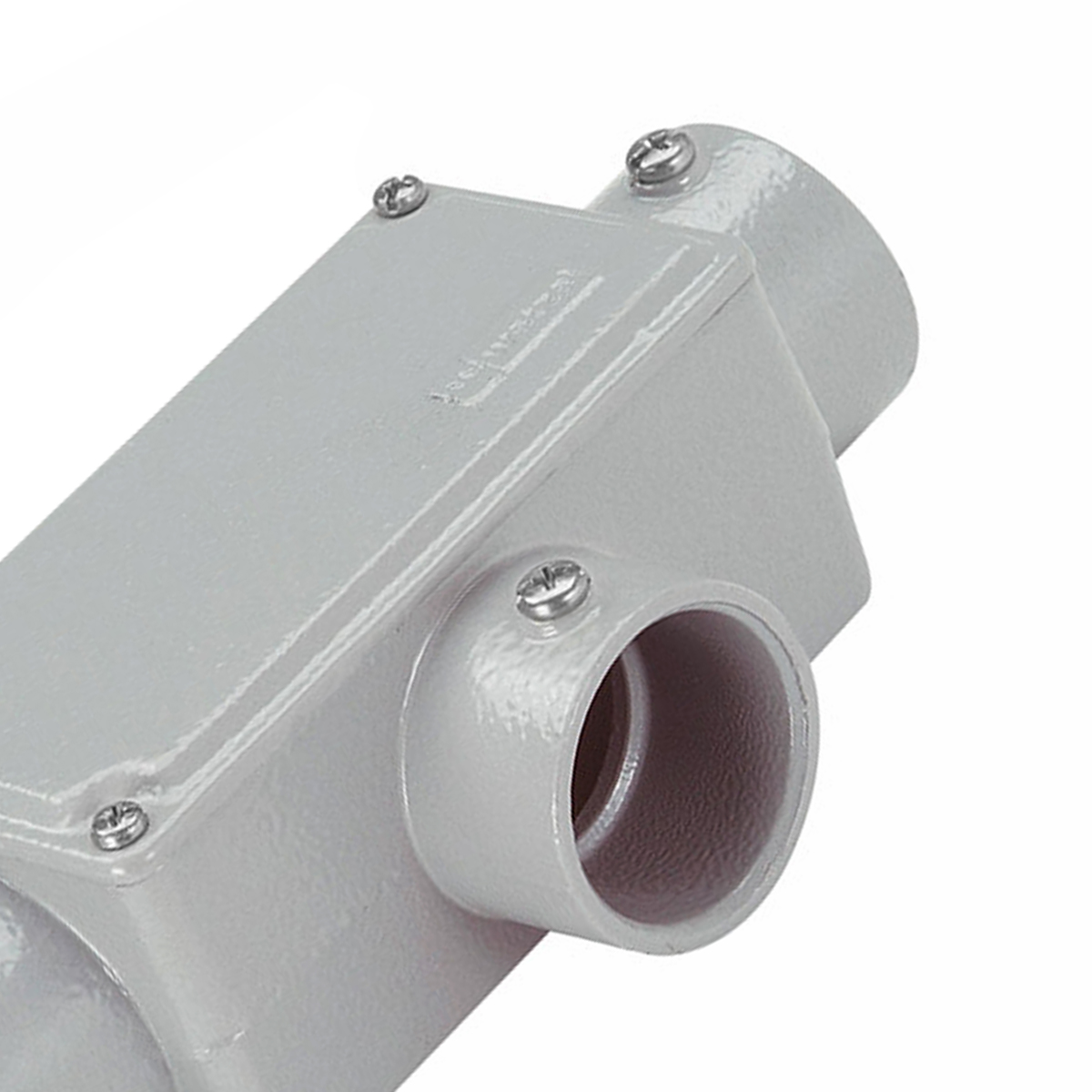 Condulete Alumínio Fixo Tipo T 3/4 Sem Rosca Com Pintura Cinza Com Tampa Sem Vedação - Wetzel