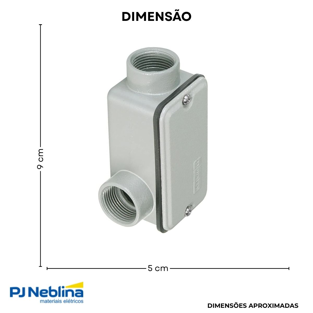 Condulete Alumínio Fixo Tipo Tb 2Pol C/Rosca Bsp C/Pintura Cz C/Tampa C/Vedação Tgvp (Ip54) - Wetzel