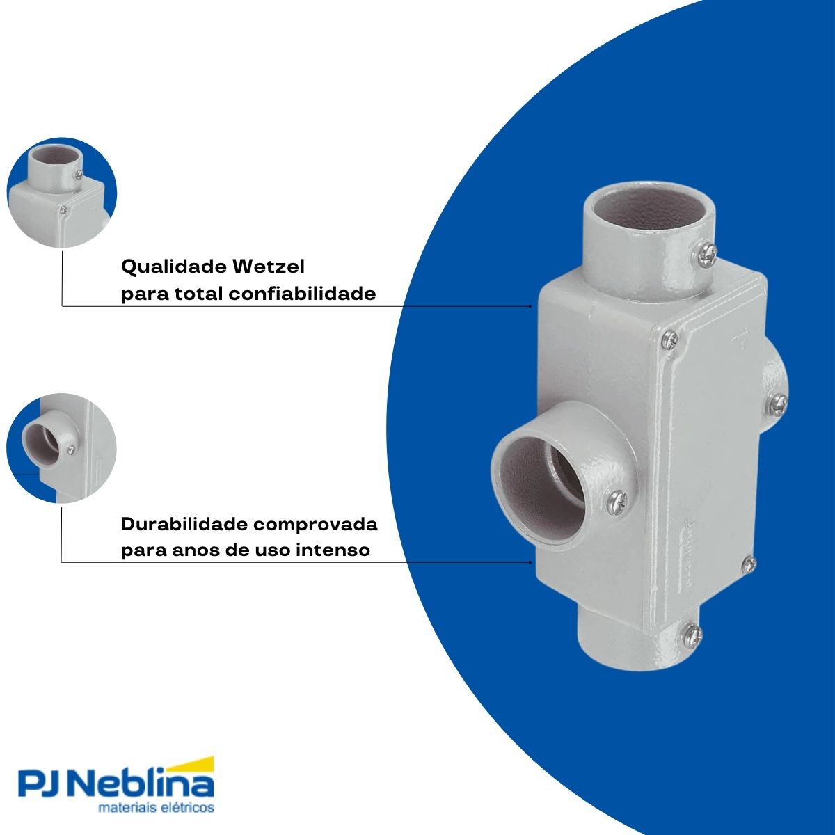 Condulete Alumínio Fixo Tipo X 1.1/2 C/Rosca Bsp C/Pintura Cinza C/Tampa C/Vedação Tgvp (Ip54) - Wetzel