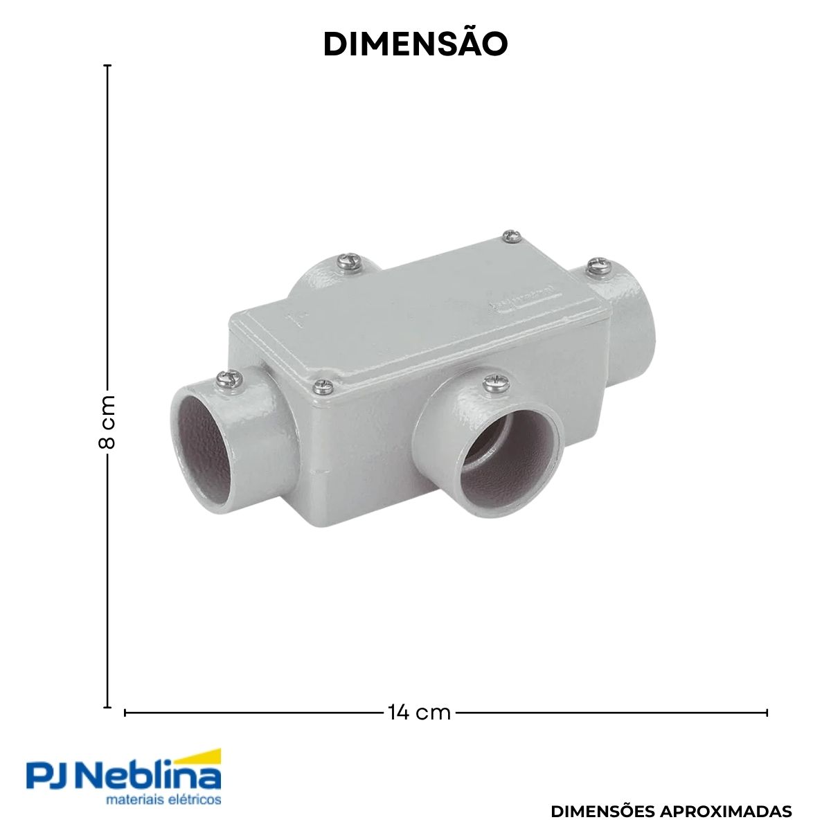 Condulete Alumínio Fixo Tipo X 1.1/2 C/Rosca Bsp C/Pintura Cinza C/Tampa C/Vedação Tgvp (Ip54) - Wetzel