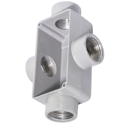 Condulete Alumínio Fixo Tipo X 1/2 Com Rosca Bsp Com Pintura Cinza Sem Tampa Sem Vedação - Wetzel