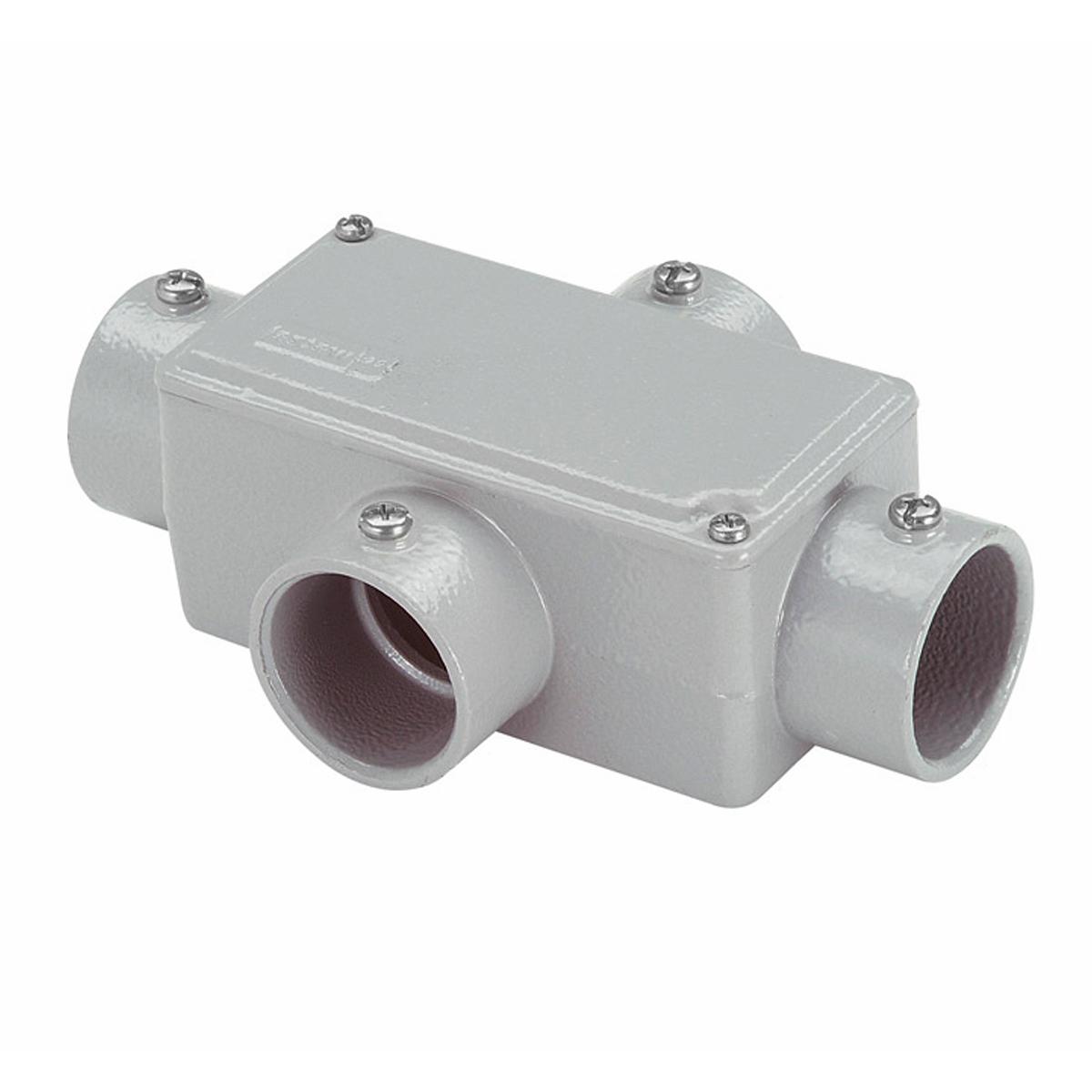 Condulete Alumínio Fixo Tipo X 1 Polegada Sem Rosca Com Pintura Cinza Com Tampa Sem Vedação - Wetzel