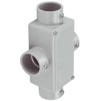 Condulete Alumínio Fixo Tipo X 2 Polegada Sem Rosca Com Pintura Cinza Com Tampa Sem Vedação - Wetzel