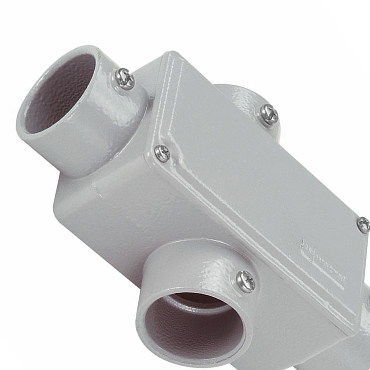 Condulete Alumínio Fixo Tipo X 3/4 Sem Rosca Com Pintura Cinza Com Tampa Sem Vedação - Wetzel