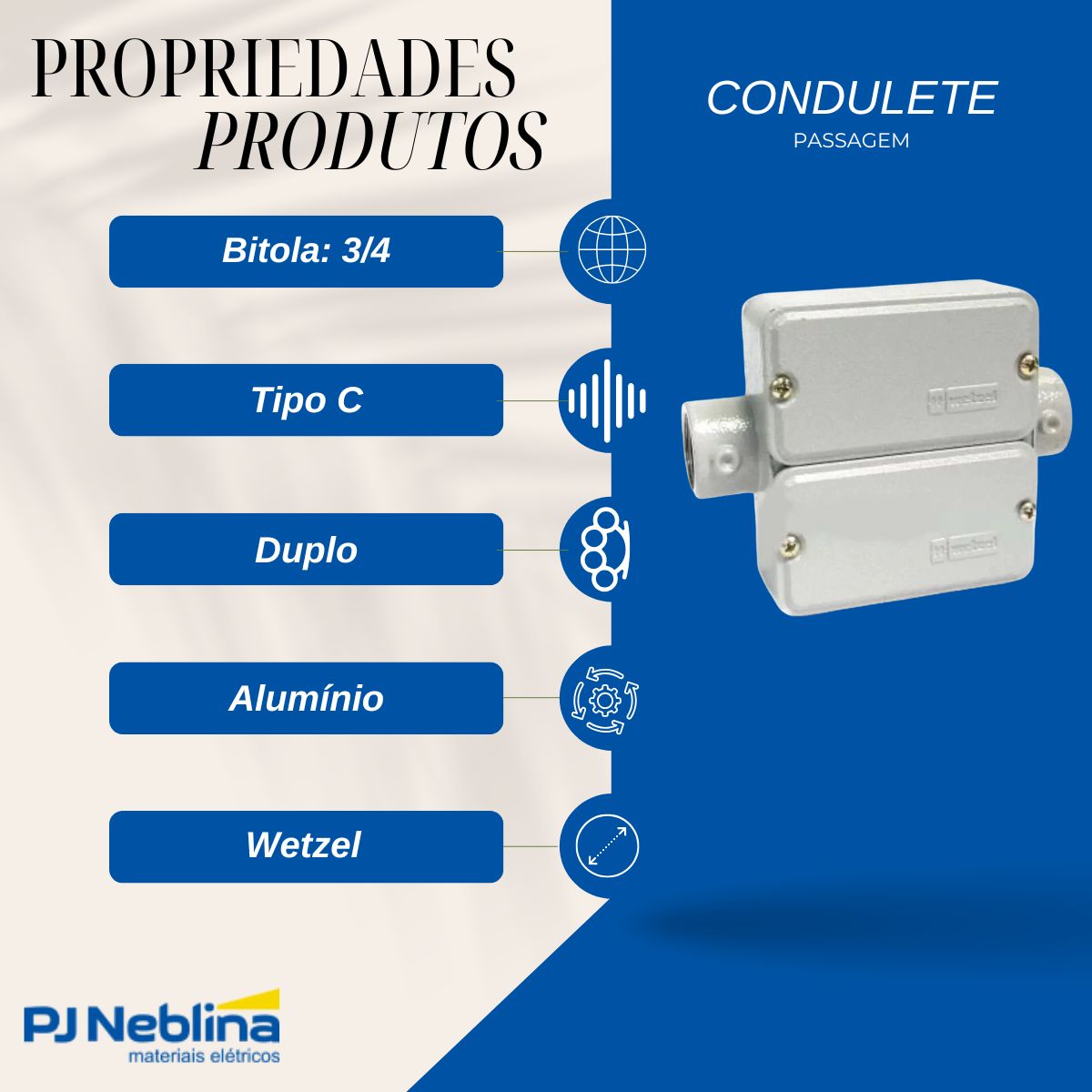 Condulete Aluminio Duplo Tipo C 3/4 C/rosca Bsp C/pintura Cz