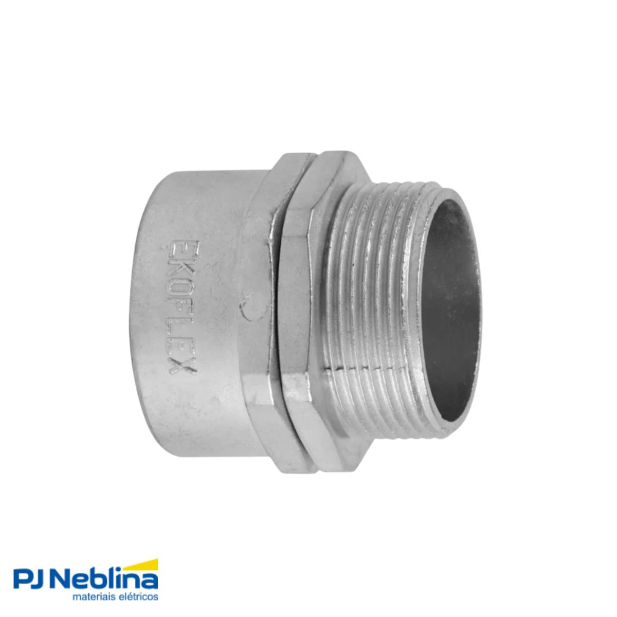 Conector Eletroduto Macho Latão Zincado 3/4 Bsp Reto Giratório - Ekoflex