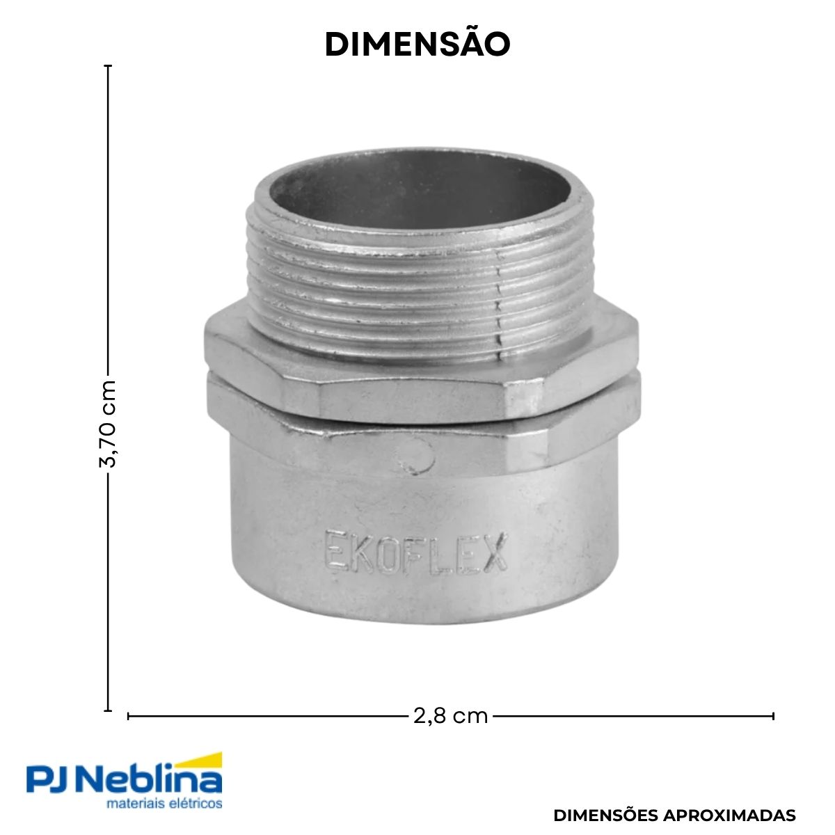 Conector Eletroduto Macho Latão Zincado 3/4 Bsp Reto Giratório - Ekoflex
