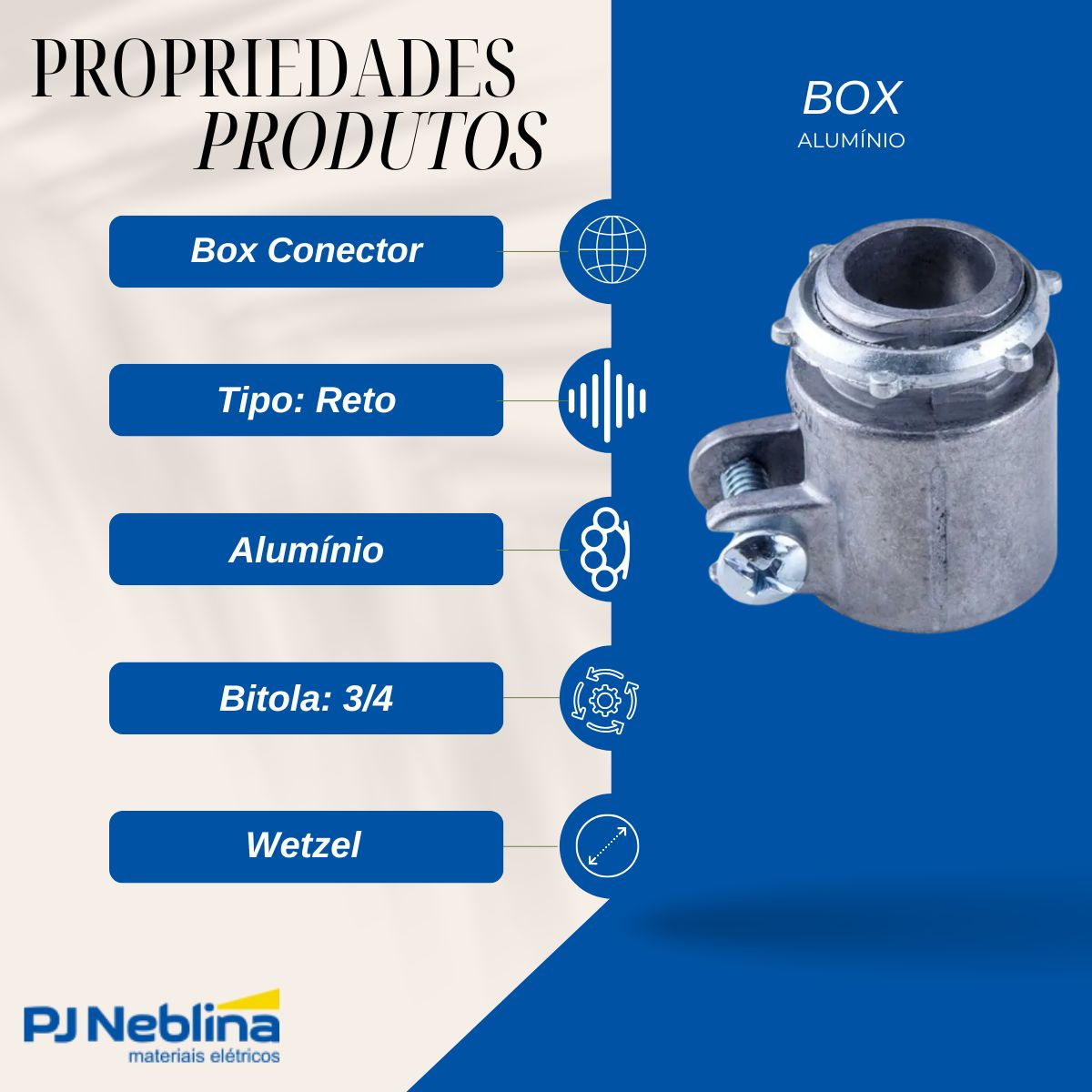 Box Alumínio Reto 3/4 Bsp - Wetzel