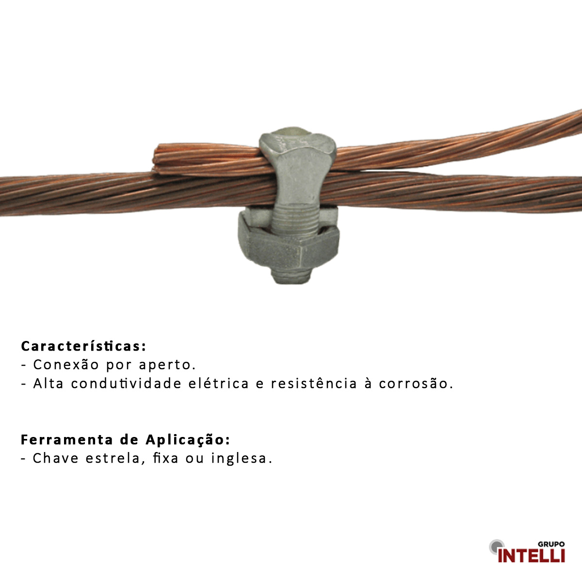 Conector Parafuso Fendido Split-Bolt Simples 10Mm Cobre Estanhado 1801 Intelli