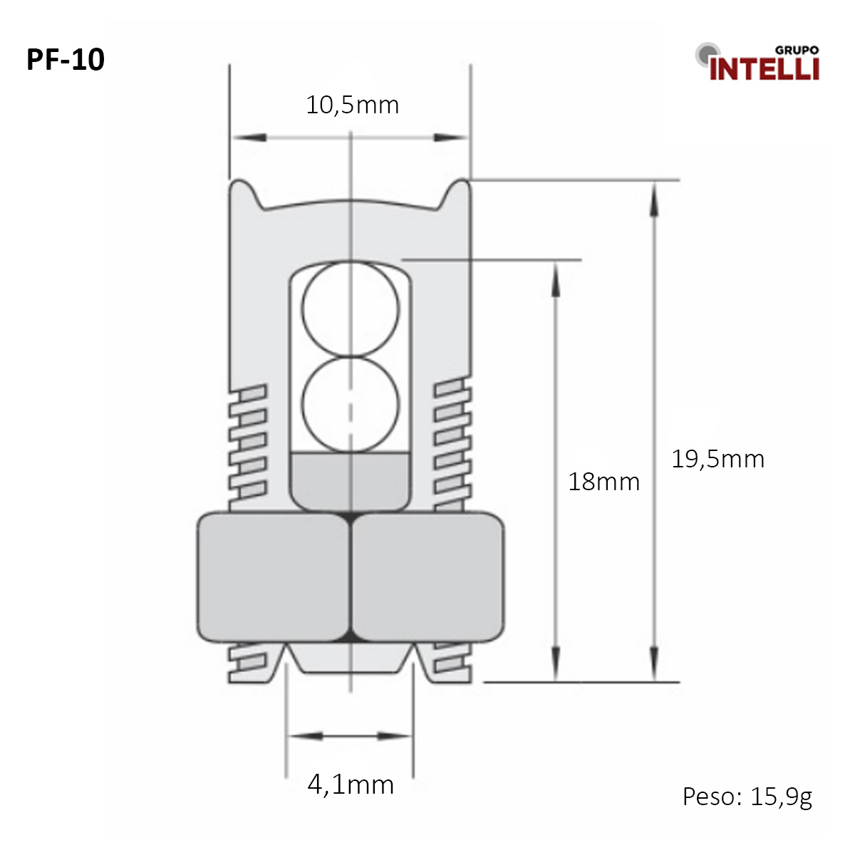Conector Parafuso Fendido Split-Bolt Simples 10Mm Cobre Estanhado 1801 Intelli