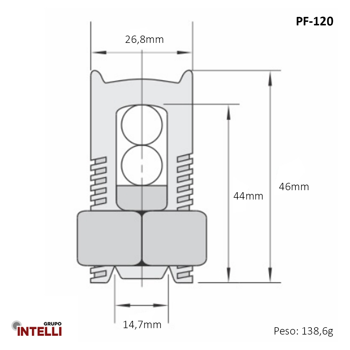 Conector Parafuso Fendido Split-Bolt Simples 120Mm Cobre Estanhado Pf-120 Pf 1808 Intelli