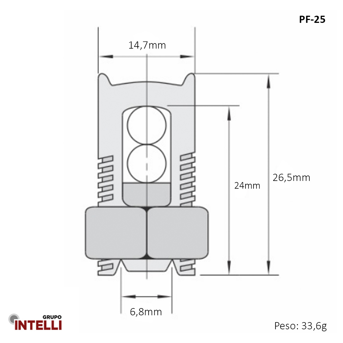 Conector Parafuso Fendido Split-Bolt Simples 25Mm Cobre Estanhado 1803 Intelli