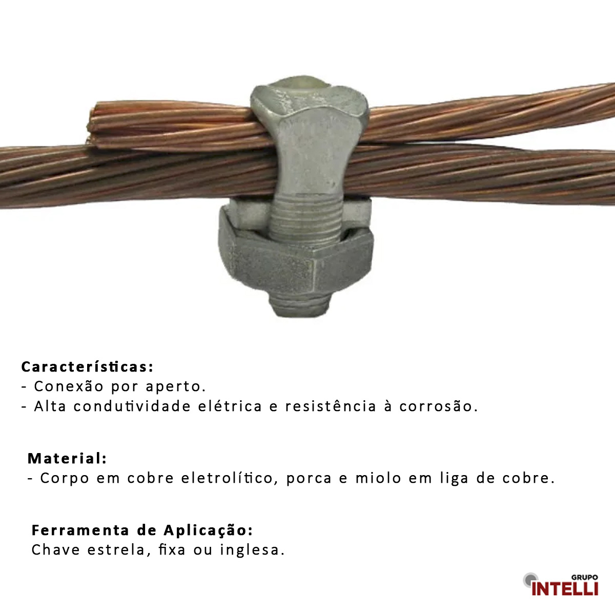 Conector Parafuso Fendido Split-Bolt Simples 35Mm Cobre Estanhado 1804 Intelli