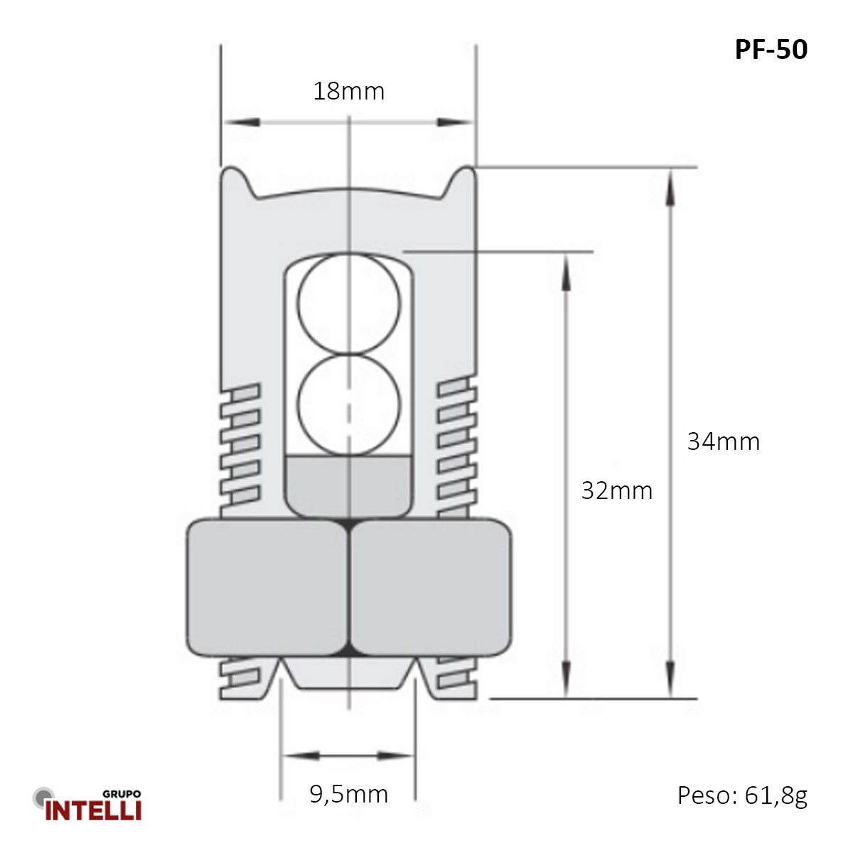 Conector Parafuso Fendido Split-Bolt Simples 50Mm Cobre Estanhado Pf 1805 Intelli