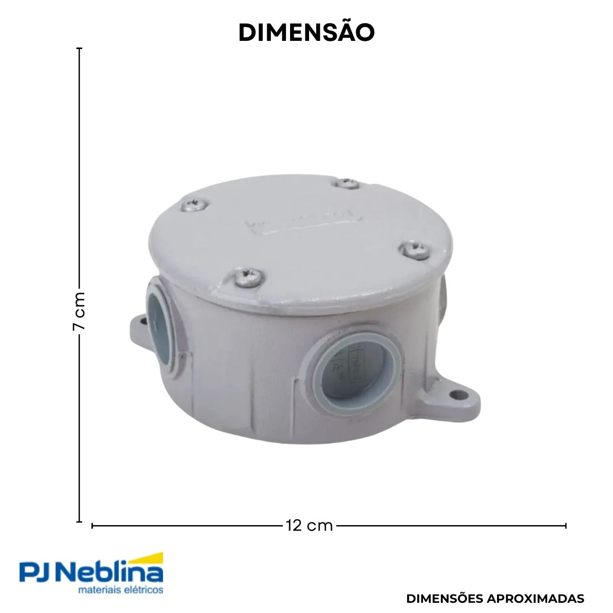 Condulete Alumínio Multiplo Redondo 3/4 C/Pintura Cinza C/Tampa C/3 Tampões C/Vedação Tgvp (Ip54) - Wetzel