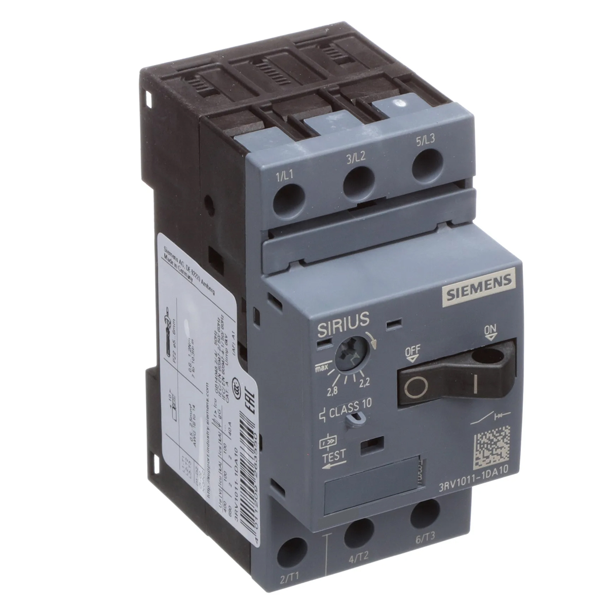 Disjuntor Motor Tripolar 3,2A 2,2-3,2A 380V 100Ka 400V 50/60Hz 3RV10111DA10 Siemens