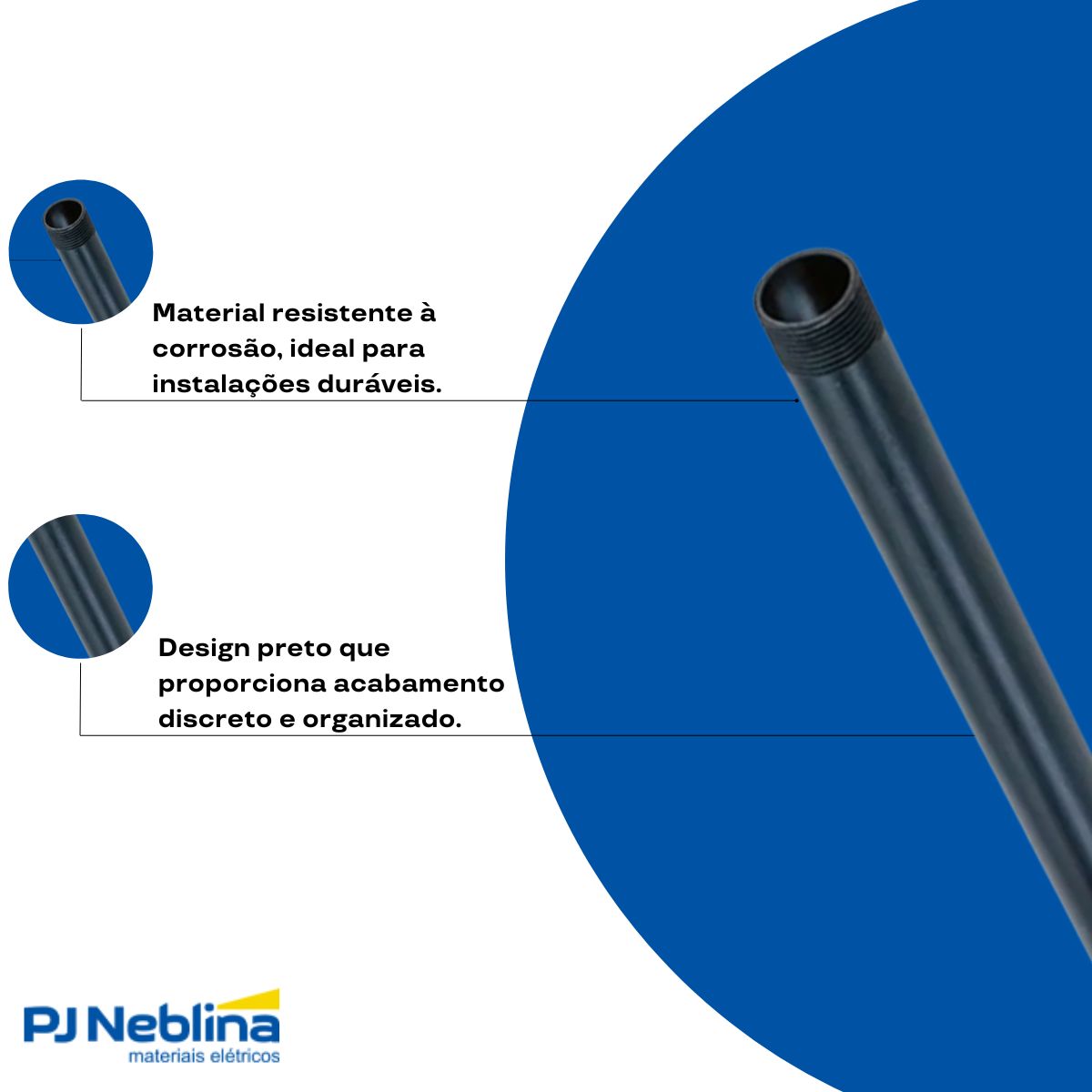 Eletroduto Pvc Roscável 1Pol Preto Bsp Nbr15465 (Br C/3M) - Amanco