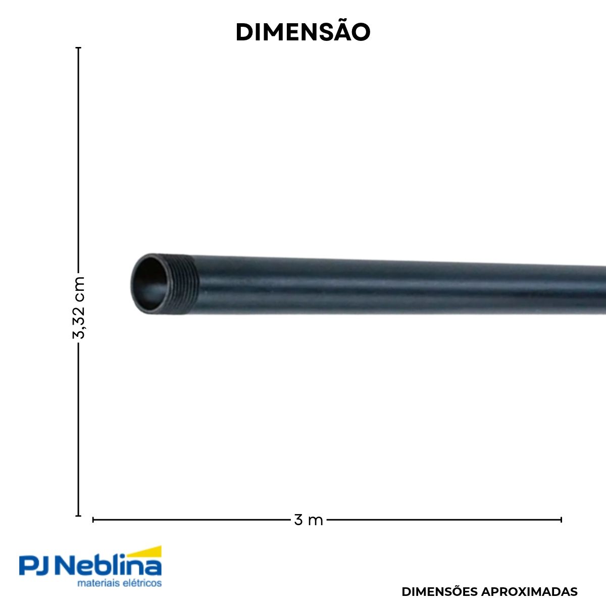 Eletroduto Pvc Roscável 1Pol Preto Bsp Nbr15465 (Br C/3M) - Amanco