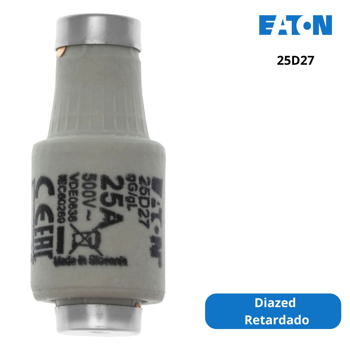 Fusível Diazed Retardado Gg/Gl 25A 500V DII 25D27 - Eaton
