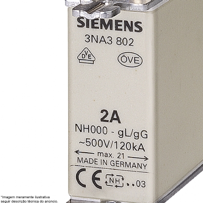Fusível Nh Retardado T-000 10A 500Vca 3NA3803 - Siemens