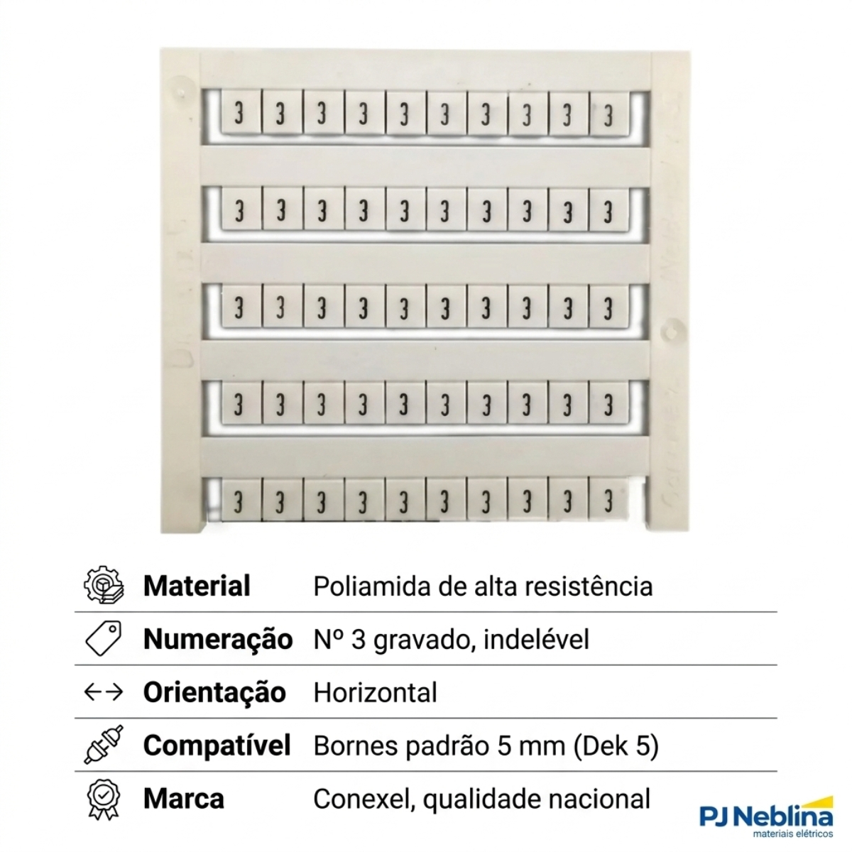 Marcador Gw Bc Numero (3) Horizontal - Conexel