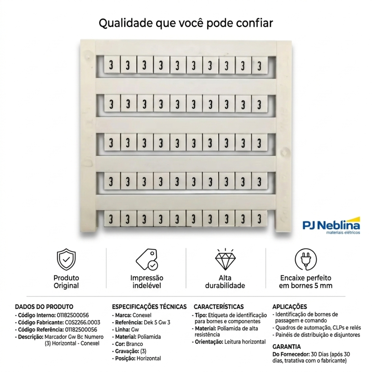 Marcador Gw Bc Numero (3) Horizontal - Conexel