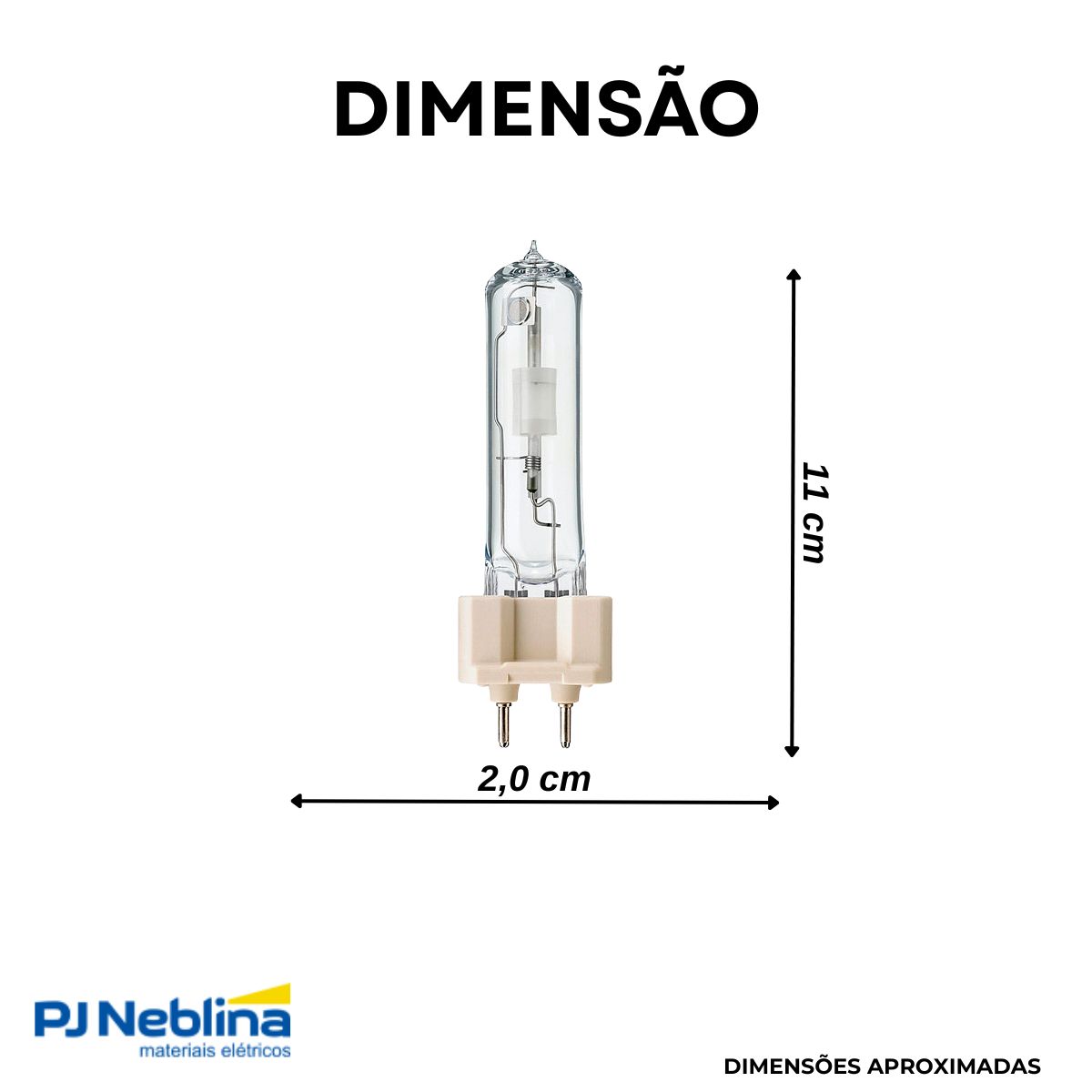 Lâmpada Vapor Metálico Tubular 150W 2 Pinos G12 3000K Branco Quente - Philips