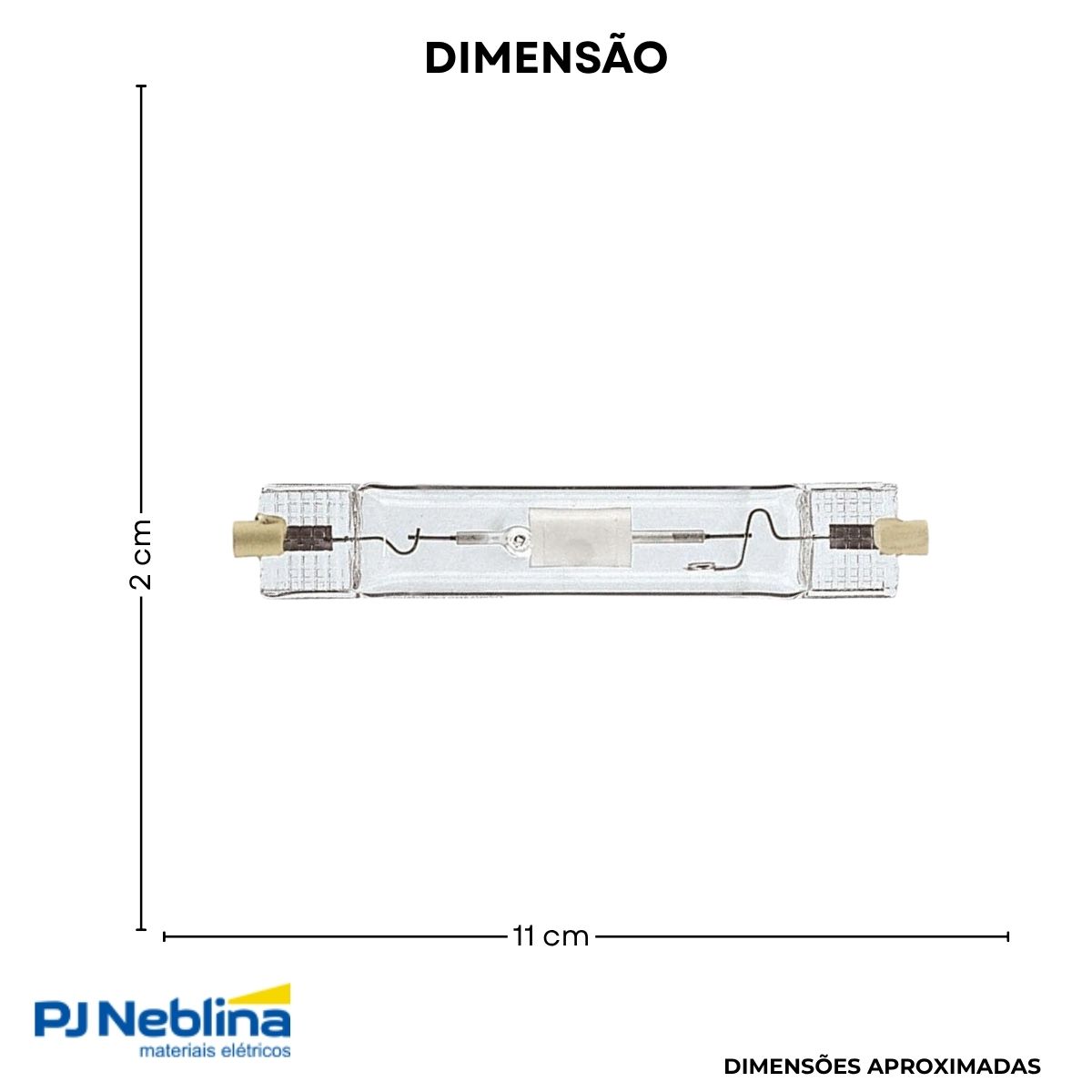 Lâmpada Vapor Metálico Duplo Contato 70W Rx7S 3000K Branco Quente 119,63Mm - Philips