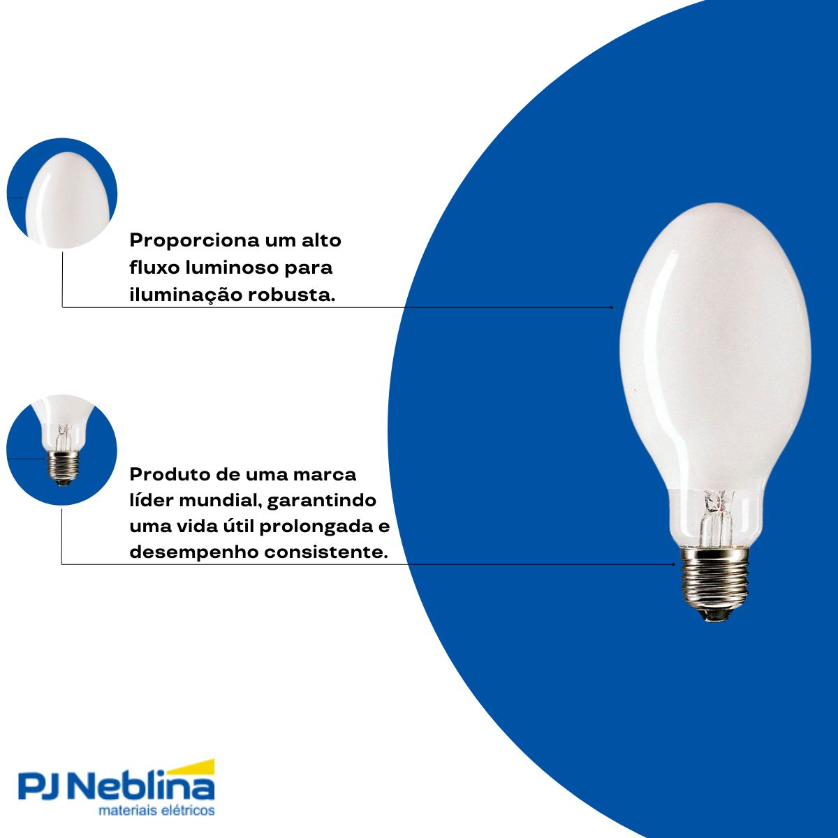 Lâmpada Mista Ovoide 165W 220V E27 3600K Branco Quente - Philips