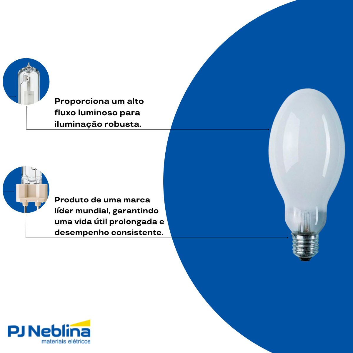 Lâmpada Vapor Sódio Ovoide 150W E40 2000K Branco Quente - Philips