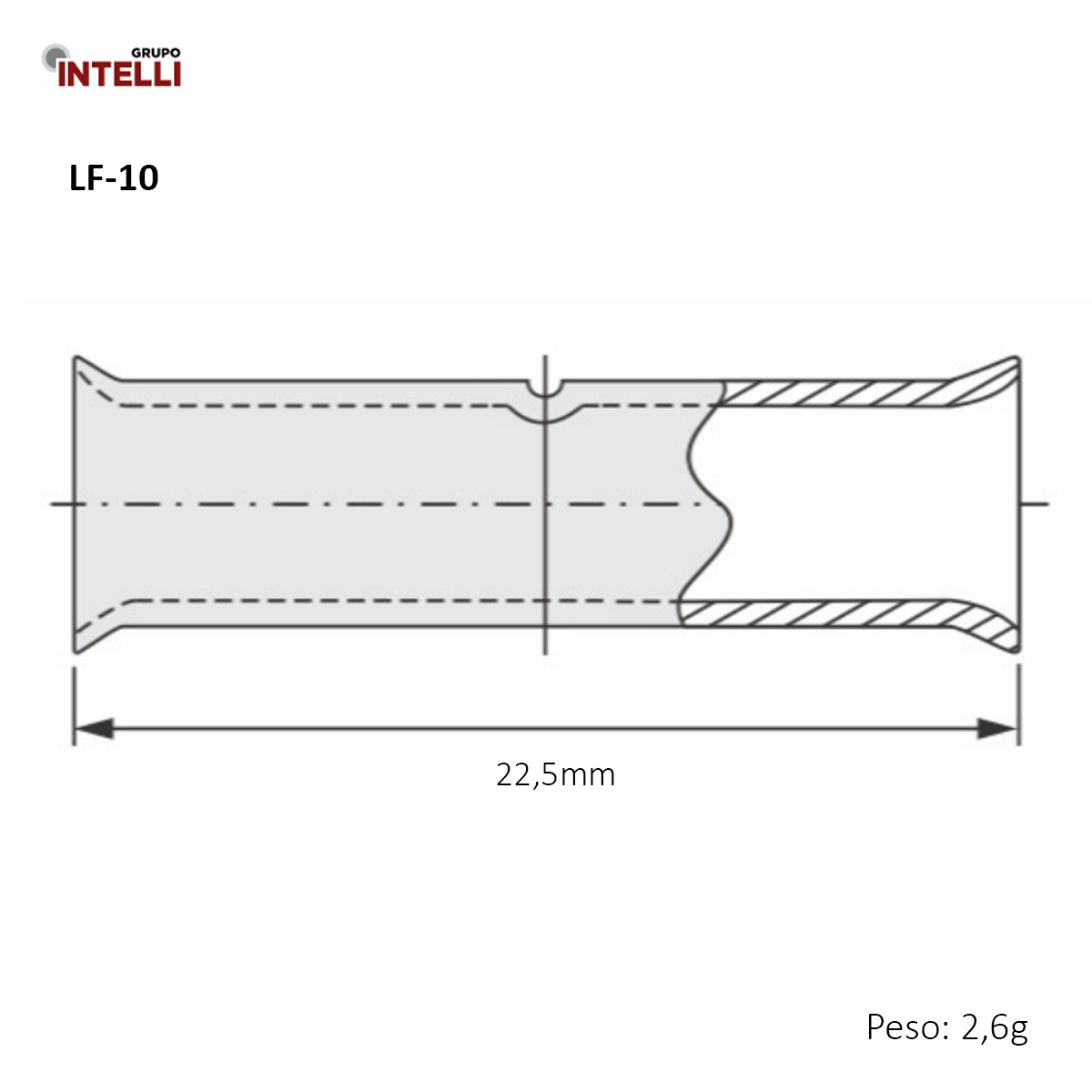 Luva Emenda Compressão Boca Expandida 10Mm Cobre Estanhado 15788 Intelli