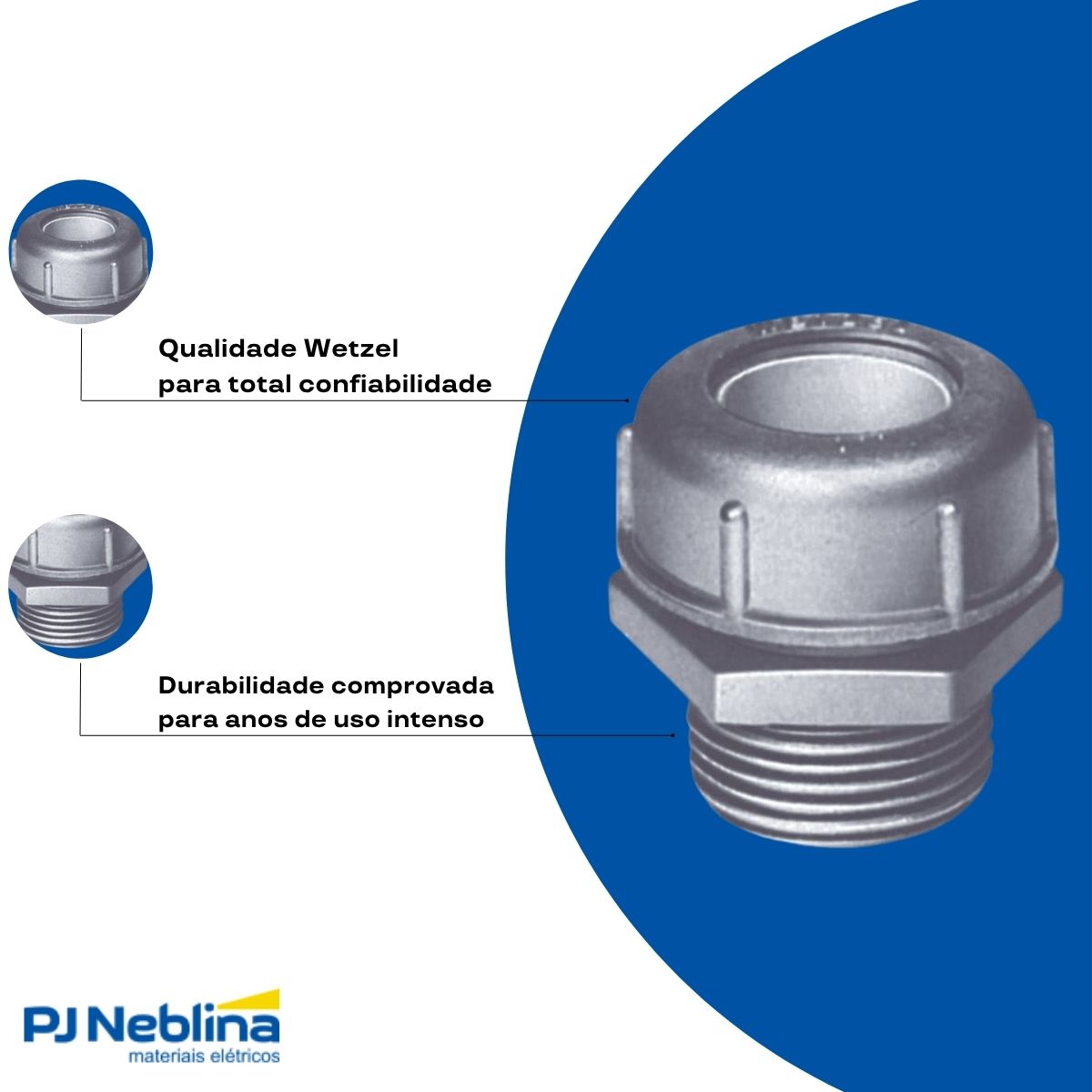 Prensa Cabo 1Pol 22,5-25Mm Bsp Alumínio Cinza C/Vedação Ip52 - Wetzel