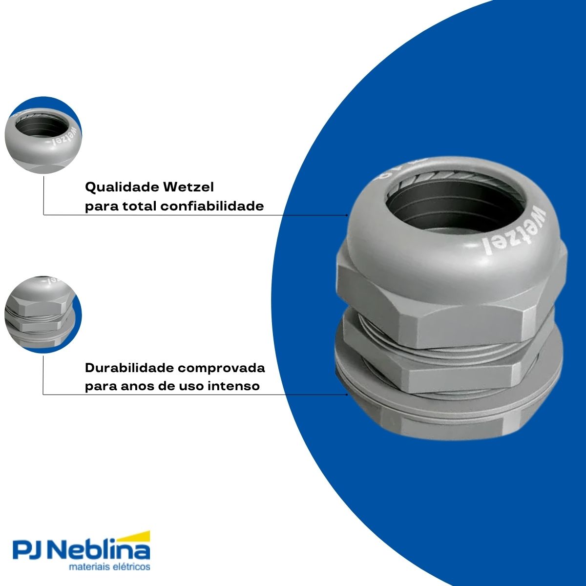 Prensa Cabo 1/2 12,5-15Mm Bsp Alumínio Cinza C/Vedação Ip52 - Wetzel