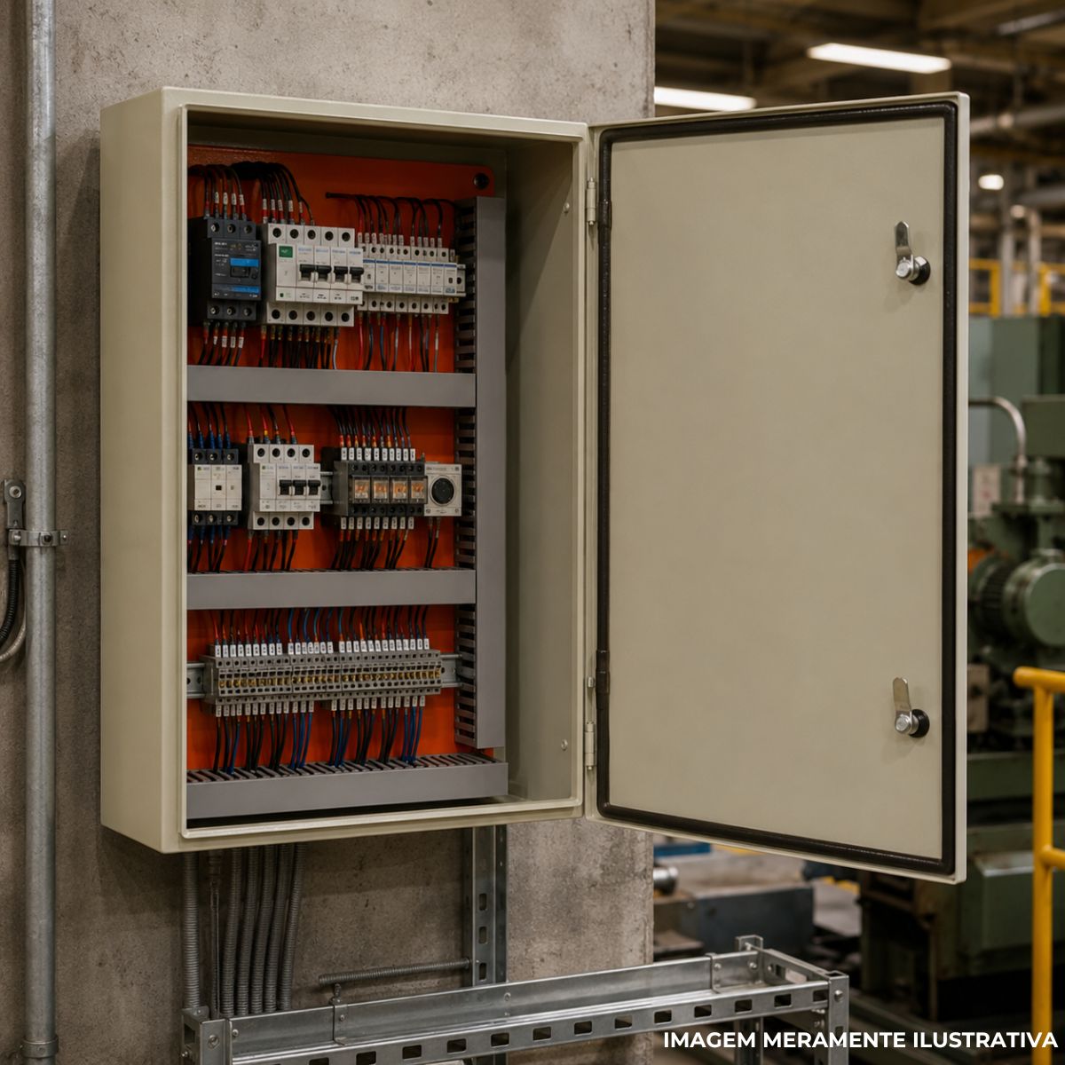Quadro Comando Sobrepor Aço Carbono Bg (Ral 7032) 1000X600X250Mm Fecho Fenda Flange Porta Lisa Placa Montagem Lr (Ral 2004) - Cemar