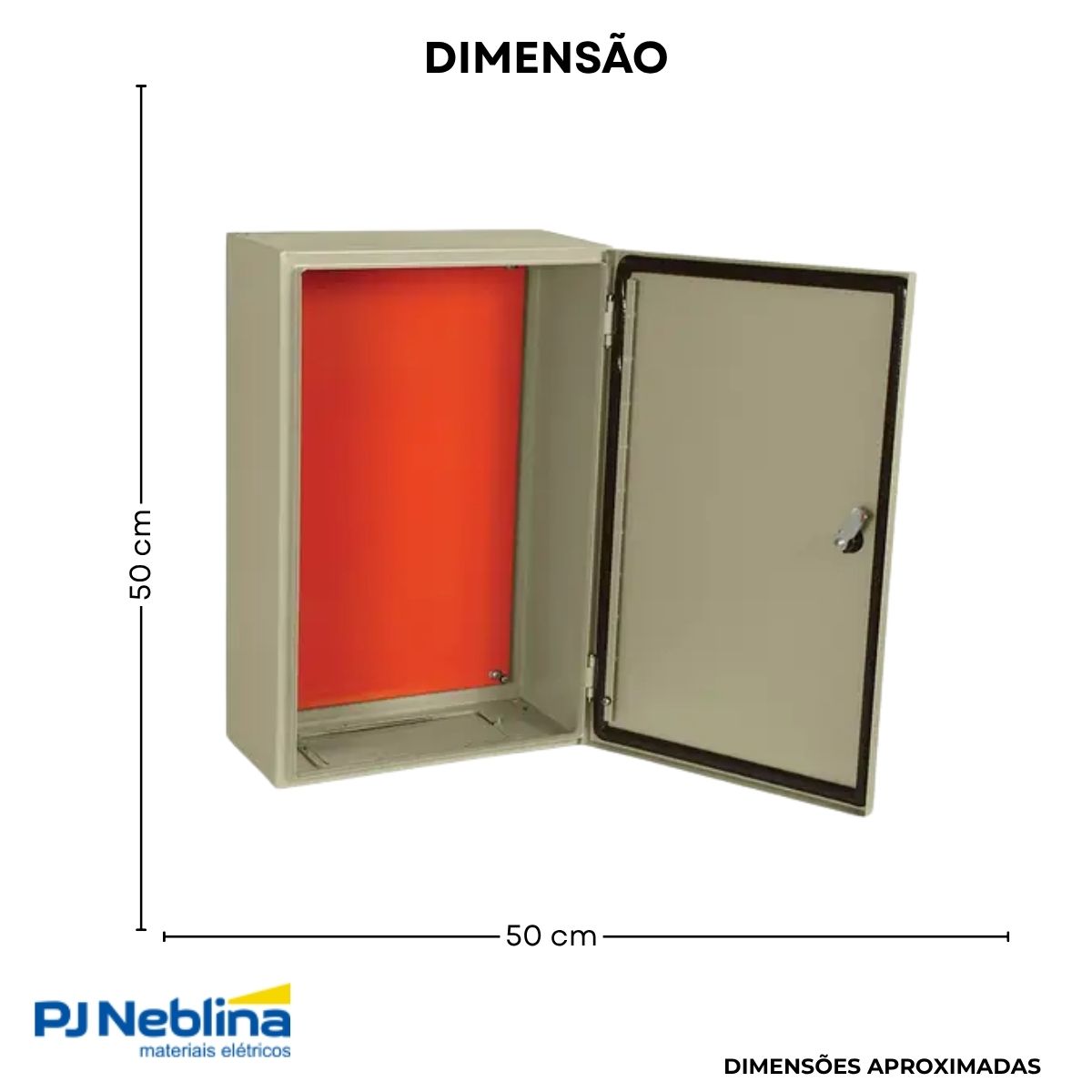 Quadro Comando Sobrepor Aço Carbono Bg (Ral 7032) 500X500X250Mm Fecho Fenda Flange Porta Lisa Placa Montagem Lr (Ral 2004) - Cemar